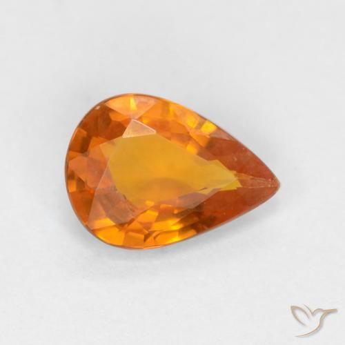 0.55 ct Orange Sapphire Stone, Natural Sapphire in Pear Facet Shape for Sale