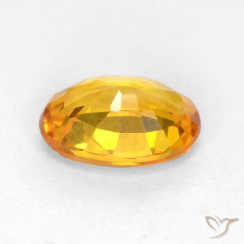 Sapphire Gemstone in 6 x 4 mm (calibrated) Size for Sale, Sapphire Stone in Medium-Light Orange-Gold Color
