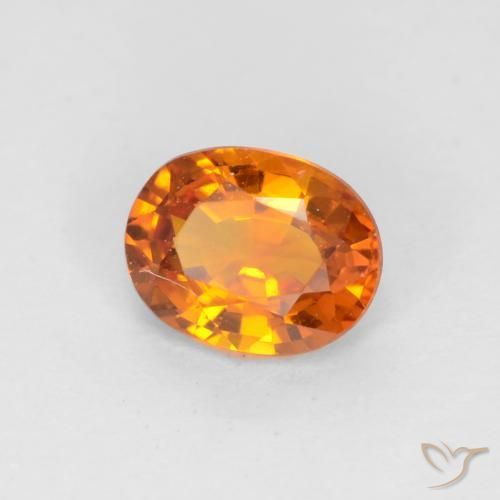 0.57 ct Orange Sapphire Stone, Natural Sapphire in Oval Facet Shape for Sale