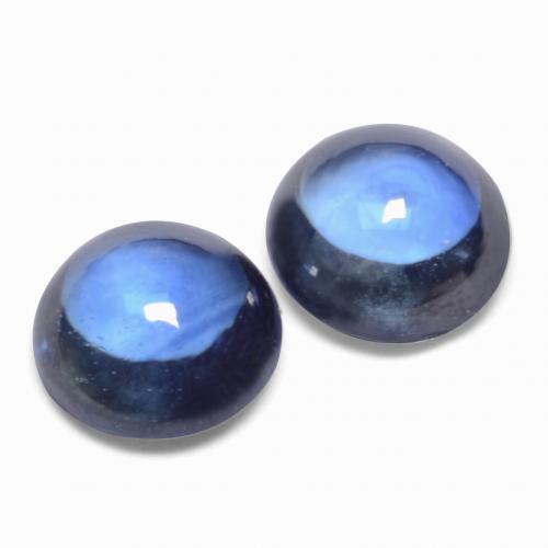 Dark Blue Sapphire Gem - 0.4ct Round Cabochon (ID: 545199)