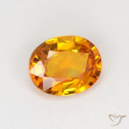 0.72 ct Orange Sapphire Stone, Natural Sapphire in Oval Facet Shape for Sale