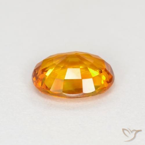 Sapphire Gemstone in 6.1 x 4.9 mm Size for Sale, Sapphire Stone in Medium Orange Color