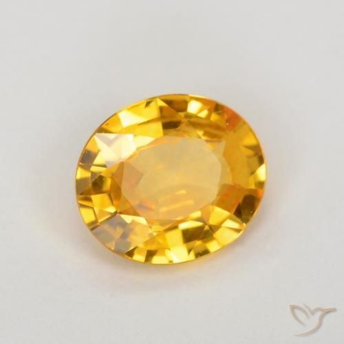 0.64 ct Golden Sapphire Stone, Natural Sapphire in Oval Facet Shape for Sale