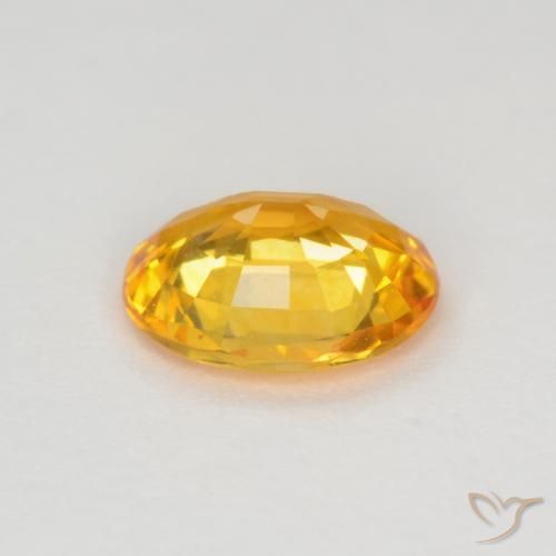 Sapphire Gemstone in 6.1 x 5.2 mm Size for Sale, Sapphire Stone in Medium Gold Color