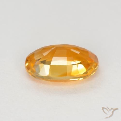 Sapphire Gemstone in 6.4 x 4.4 mm Size for Sale, Sapphire Stone in Deep Orange-Gold Color