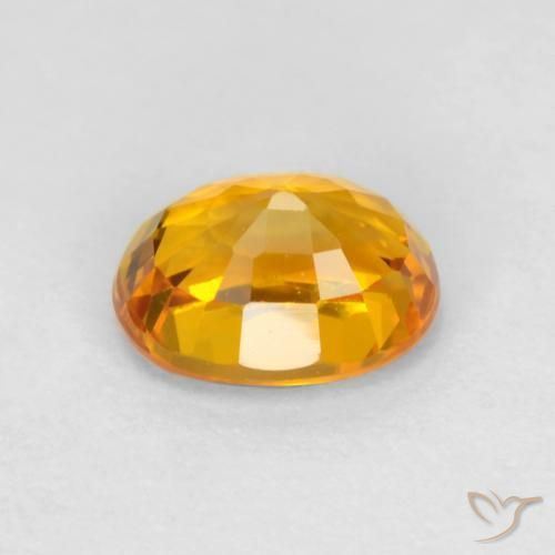Sapphire Gemstone in 5.7 x 4.3 mm Size for Sale, Sapphire Stone in Dark Orange-Gold Color