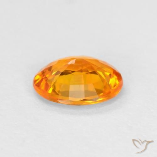 Sapphire Gemstone in 5.5 x 4.6 mm Size for Sale, Sapphire Stone in Dark Orange Color