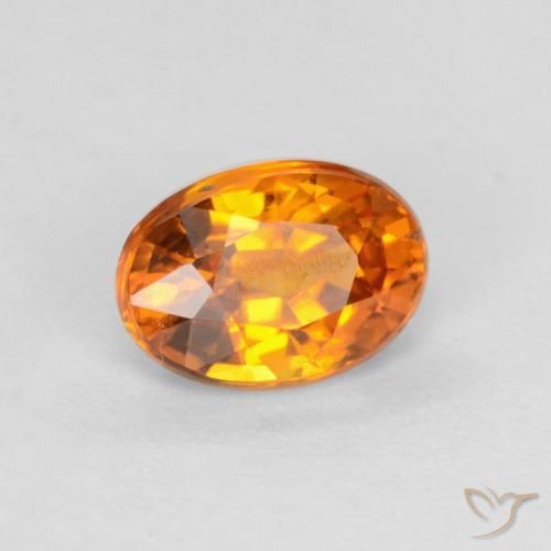 0.59 ct Orange Sapphire Stone, Natural Sapphire in Oval Facet Shape for Sale