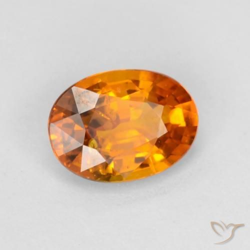0.70 ct Orange Sapphire Stone, Natural Sapphire in Oval Facet Shape for Sale