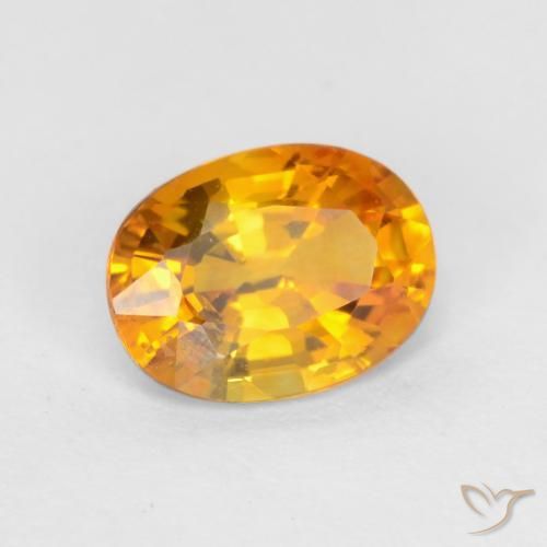 0.78 ct Orange Sapphire Stone, Natural Sapphire in Oval Facet Shape for Sale