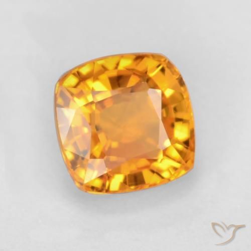 0.70 ct Golden Sapphire Stone, Natural Sapphire in Cushion-Cut Shape for Sale