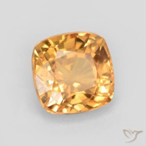 0.69 ct Golden Sapphire Stone, Natural Sapphire in Cushion-Cut Shape for Sale