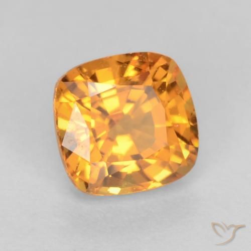 0.51 ct Golden Sapphire Stone, Natural Sapphire in Cushion-Cut Shape for Sale