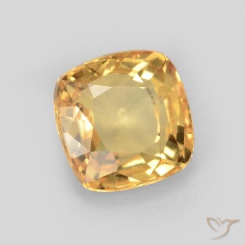 0.64 ct Golden Sapphire Stone, Natural Sapphire in Cushion-Cut Shape for Sale
