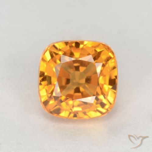 0.66ct Natural Deep Orange-Gold Sapphire, Cushion, VS