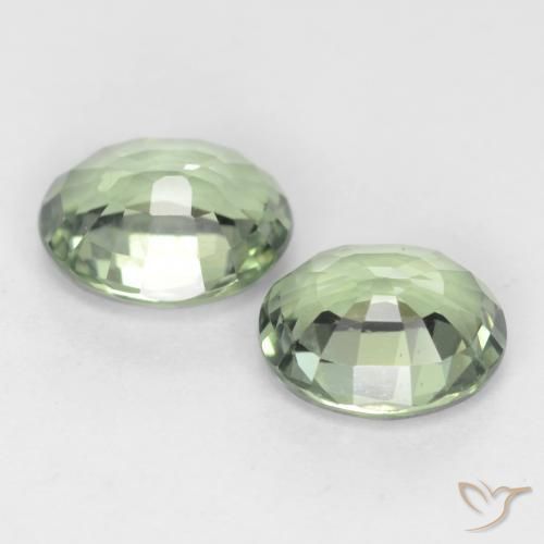 Sapphire Gemstones in 6.1 x 5.1 mm Size for Sale, Sapphire Stones in Medium Light Green Color