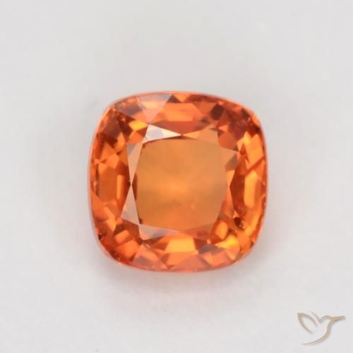 0.50ct Natural Bright Orange Sapphire, Cushion, VS