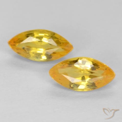 0.48 ct Loose Yellow Sapphire, 5.2 x 2.7 mm Marquise Cut From Tanzania, Photo A