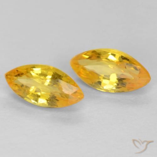 0.48 ctw Golden Sapphire Stones, Natural Sapphire in Marquise Facet Shape for Sale