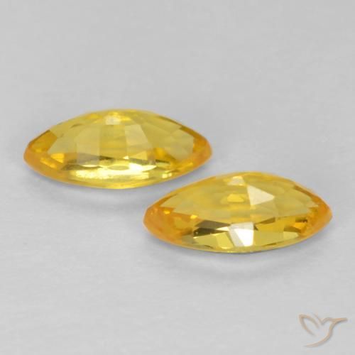 Sapphire Gemstones in 5.2 x 2.7 mm Size for Sale, Sapphire Stones in Bright Gold Color
