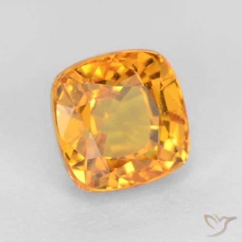 0.77 ct Golden Sapphire Stone, Natural Sapphire in Cushion-Cut Shape for Sale