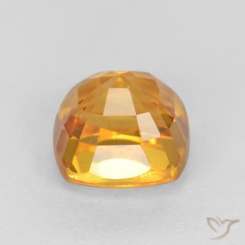 Sapphire Gemstone in 4.6 x 4.5 mm Size for Sale, Sapphire Stone in Deep Orange-Gold Color