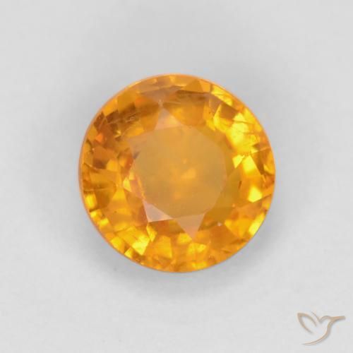 0.60 ct Golden Sapphire Stone, Natural Sapphire in Round Facet Shape for Sale