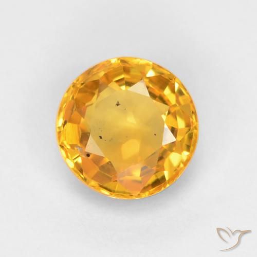 0.55ct Natural Deep Golden Orange Sapphire, Round, VS-SI