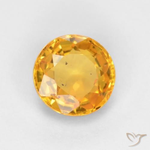 0.55 ct Golden Sapphire Stone, Natural Sapphire in Round Facet Shape for Sale