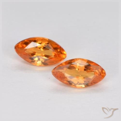 0.41 ct Loose Orange Sapphire, 4.8 x 2.6 mm Marquise Cut From Tanzania, Photo A