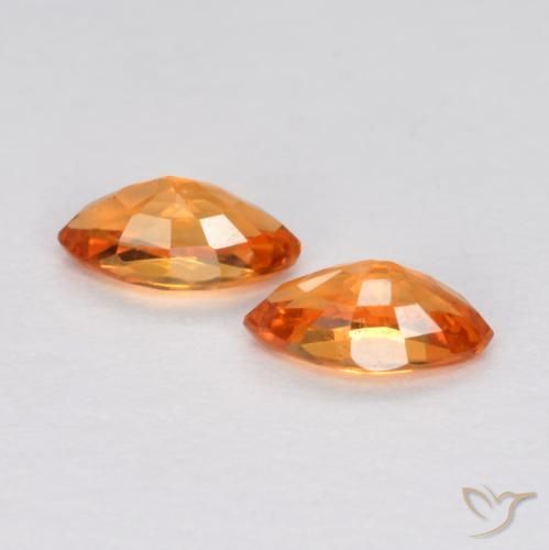 Sapphire Gemstones in 4.8 x 2.6 mm Size for Sale, Sapphire Stones in Medium Orange Color