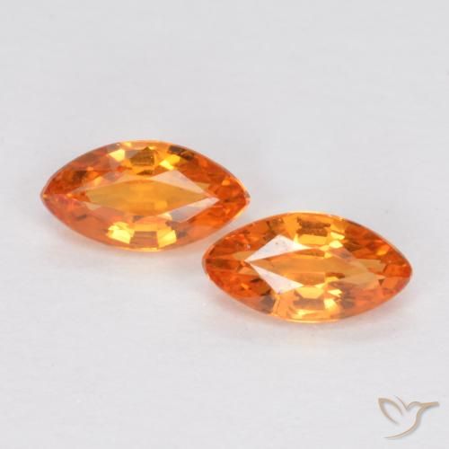 0.37 ct Loose Orange Sapphire, 4.8 x 2.5 mm Marquise Cut From Tanzania, Photo A