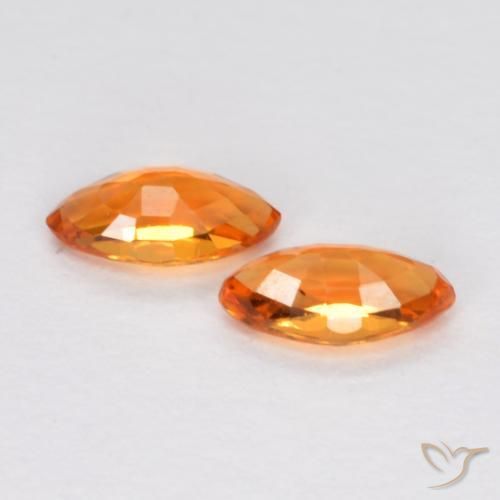 Sapphire Gemstones in 4.8 x 2.5 mm Size for Sale, Sapphire Stones in Medium Orange Color