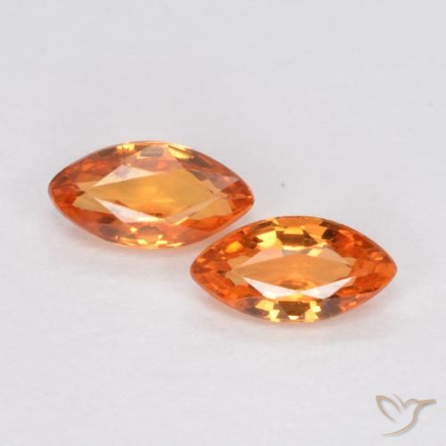0.36 ct Loose Orange Sapphire, 4.8 x 2.5 mm Marquise Cut From Tanzania, Photo A