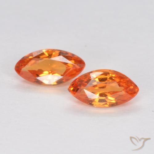 0.39 ct Loose Orange Sapphire, 4.9 x 2.5 mm Marquise Cut From Tanzania, Photo A