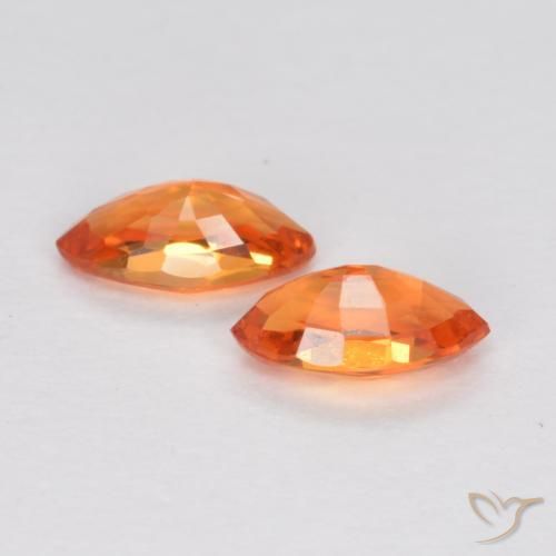 Sapphire Gemstones in 4.9 x 2.5 mm Size for Sale, Sapphire Stones in Bright Orange Color