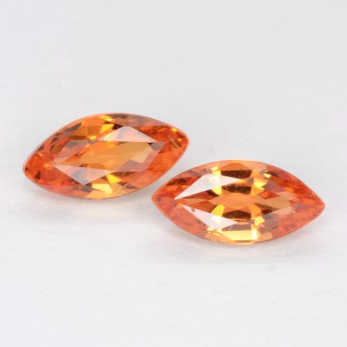 Deep Orange Sapphire Gem - 0.2ct Marquise Facet (ID: 551486)
