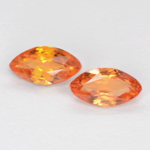 Deep Orange Sapphire Gem - 0.2ct Marquise Facet (ID: 551487)