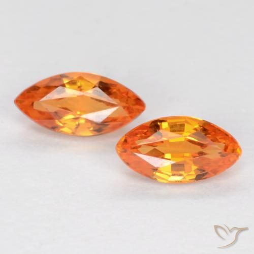 0.42ctw Natural Bright Orange Sapphire, Marquise, VS