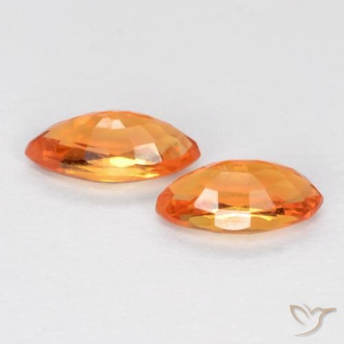 Sapphire Gemstones in 4.9 x 2.6 mm Size for Sale, Sapphire Stones in Bright Orange Color