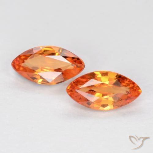 0.37 ct Loose Orange Sapphire, 4.8 x 2.6 mm Marquise Cut From Tanzania, Photo A