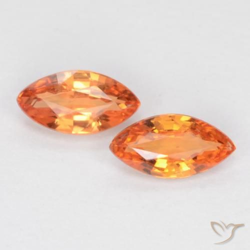 0.38ctw Natural Bright Orange Sapphire, Marquise, VS