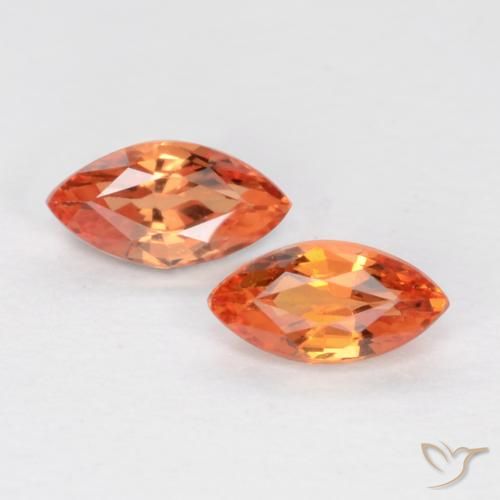 0.39 ct Orange Sapphire, 4.8 x 2.5 mm Marquise Cut From Tanzania, Photo A