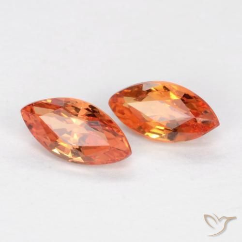 0.39 ctw Orange Sapphire Stones, Natural Sapphire in Marquise Facet Shape for Sale