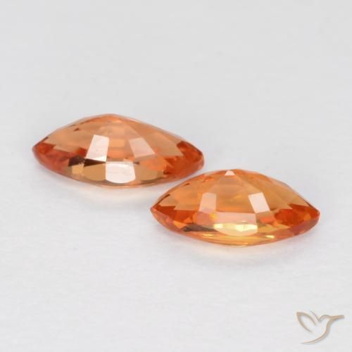 Sapphire Gemstones in 4.8 x 2.5 mm Size for Sale, Sapphire Stones in Bright Orange Color