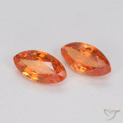 0.40 ctw Orange Sapphire Stones, Natural Sapphire in Marquise Facet Shape for Sale