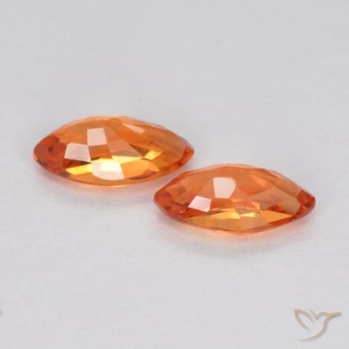 Sapphire Gemstones in 4.9 x 2.6 mm Size for Sale, Sapphire Stones in Fire Orange Color