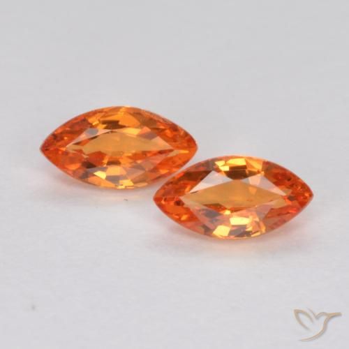 0.39 ct Loose Orange Sapphire, 4.9 x 2.6 mm Marquise Cut From Tanzania, Photo A