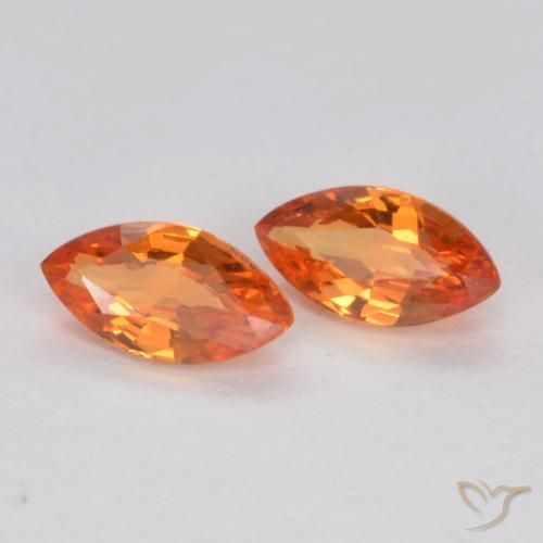 0.39 ctw Orange Sapphire Stones, Natural Sapphire in Marquise Facet Shape for Sale