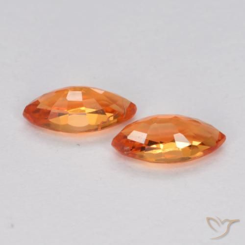 Sapphire Gemstones in 4.9 x 2.6 mm Size for Sale, Sapphire Stones in Medium Orange Color